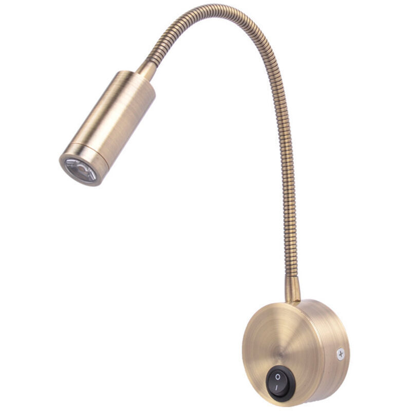 Lampe de lecture, lampe de lecture de lit LED avec douille, lampe de lecture blanc chaud 3W avec interrupteur, Bronze