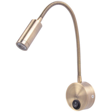 Lampe de lecture, lampe de lecture de lit LED avec douille, lampe de lecture blanc chaud 3W avec interrupteur, Bronze