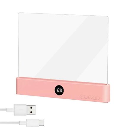 Lampe de lecture, lampe de lecture plate LED transparente rechargeable rose