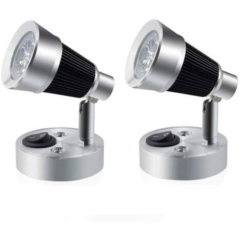 Lampe de lecture LED 3W 12V pour camping-car, petite applique murale 90° Spot intérieur réglable pratique avec interrupteur pour ca