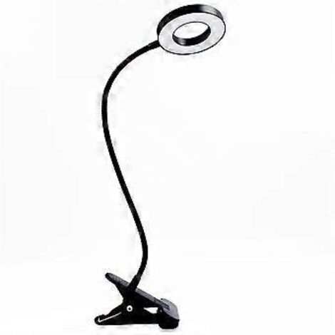 Lampe de lecture LED, 9 réglages différents pour la protection des yeux, lampe de lecture rechargeable par USB, lampe de bureau avec pince à commande tactile [Noir]