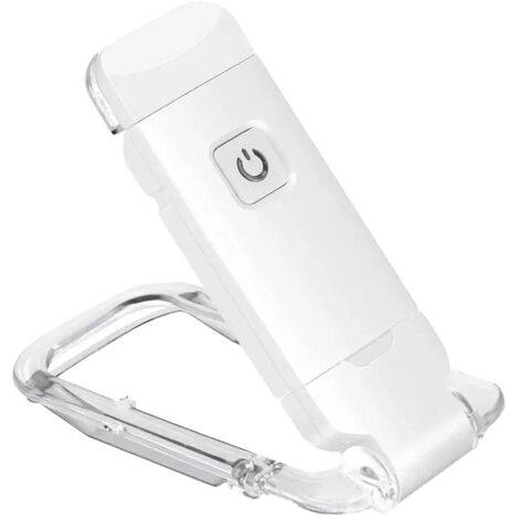 Lampe de lecture LED à pince, rechargeable par USB, lumière flexible, idéale pour la lecture - blanche.