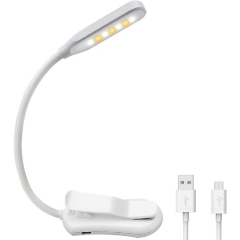 Lampe de lecture LED avec clip pour lit et bureau, 7 LED 3 modes et soin des yeux USB rechargeable pour enfants, lampe de lecture flexible pour lire au lit