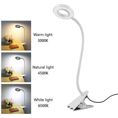 3 Niveaux de Luminosité avec Contrôle Tactile Lampe de Lecture USB Rechargeable LeaderPro Lampe de Bureau à LED Confortable pour les Yeux Lampe de Table avec Lumière dAmbiance pour Lire/Écrire 