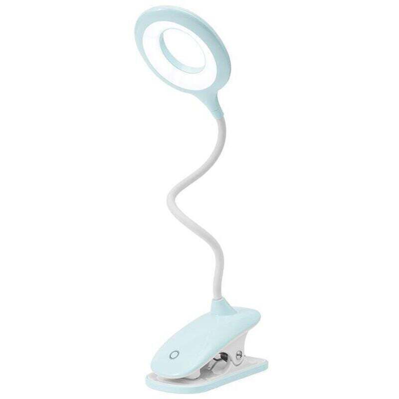 Lampe de Lecture LED Lampes Clips Lampe de Bureau pour enfant avec Cou Flexible USB rechargeable eReaders étudier le travail, Bleu