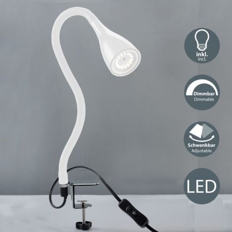 Lampe de lecture LED / luminaire de chevet à pince blanche dimmable lampe de table lampe de bureau