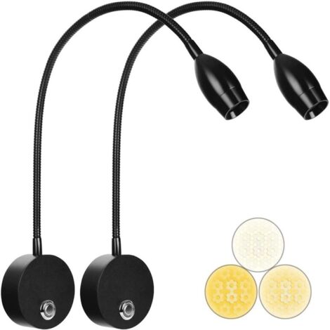 Lampe de lecture LED murale, lampe de chevet LED avec variateur tactile, lampe à col de cygne pivotante à 360°, Geschikt voor bedroom (2-pack)