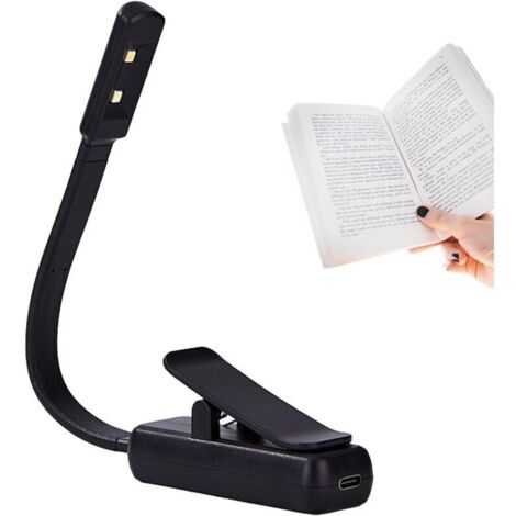 Lampe de lecture LED rechargeable avec pince réglable – 24 x 2,5 x 3,5 cm, lumière chaude et blanche, idéale pour bureau ou lit