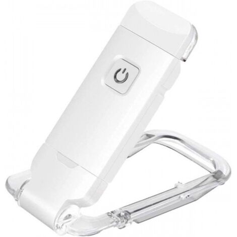 Lampe de lecture LED rechargeable par USB, 3 niveaux de luminosité réglables—Blanc