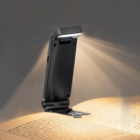 Lampe de Lecture, Liseuse Clip Rechargeable, 3 Modes de Couleur & 5 Niveaux de Luminosité Réglables, Lampe Lecture pour Lire au Lit Cadeau pour Lecteurs de Livres (Noir)