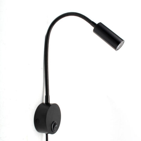 Lampe de lecture murale avec bras articulé LED 3 W, lumière chaude réglable (3000–3500 K), idéale pour chevet, salon ou chambre, tension 240 V, interrupteur intégré