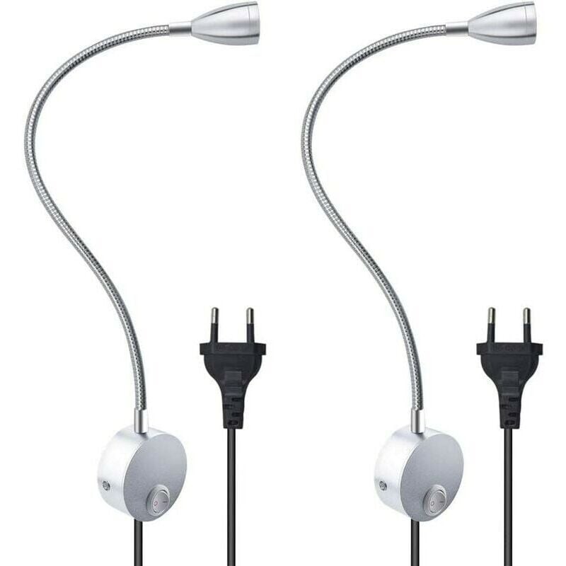 SNQ - Lampe De Lecture Murale Flexible 3 w Avec Prise Européenne Et Interrupteur, Appliques Murales Pour Lire, Livres, Tête De Lit, Chambre à Coucher