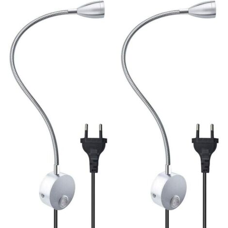 Lampe De Lecture Murale Flexible 3 W Avec Prise Européenne Et Interrupteur, Appliques Murales Pour Lire, Livres, Tête De Lit, Chambre À Coucher (2 Unités, Lumière Chaude)