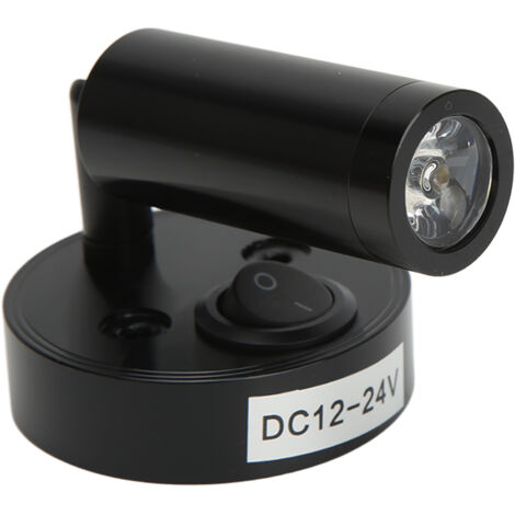 Lampe de lecture murale RV orientable, spot LED 3W avec interrupteur pour bateau, noir et blanc neutre.