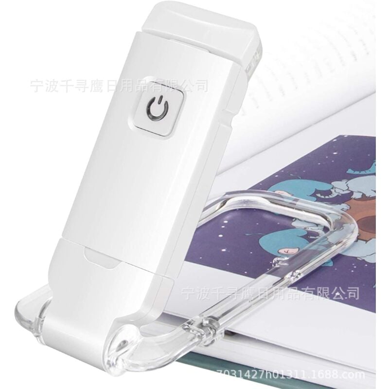 Lampe de lecture pince à livre, lampe à pince rechargeable usb pour lire au lit, lampe de livre à 3 niveaux de luminosité réglables