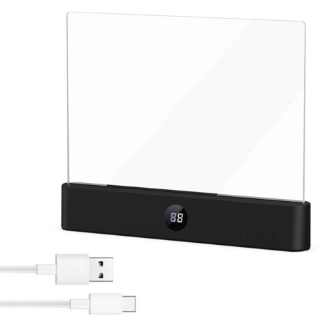 Lampe de lecture portable en acrylique transparent tricolore à intensité variable, lampe de chevet rechargeable USB, noire, protégeant les yeux