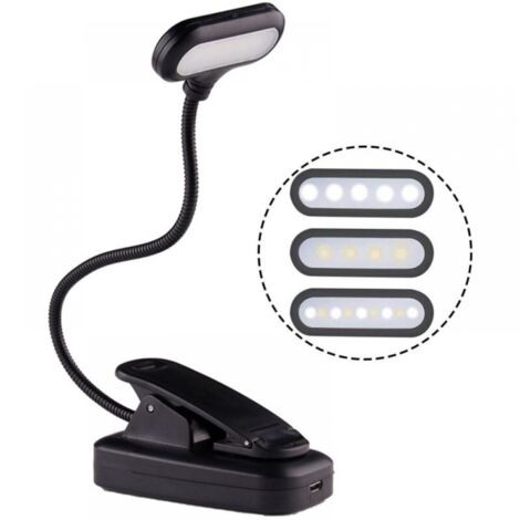 Lampe de lecture pour lire au lit la nuit, clip sur la lumière de livre ambre, veilleuse de lecture LED chaude, rechargeable par USB