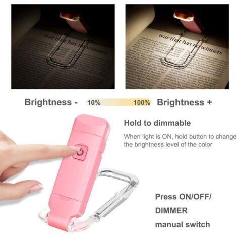Lampe de Lecture pour Livre Lampe Liseuse Rechargeable USB 3 Réglages de Luminosité pour la Protection des yeux, Flexible Lampe Pince pour Lire au Lit pour Lire au Lit, eReaders,Voyage,Rose
