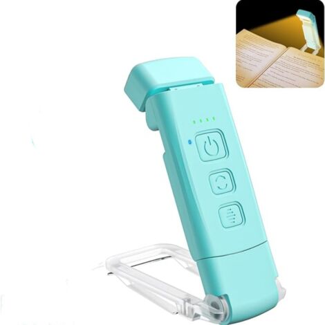 Lampe de Lecture Rechargeable - 3 Modes de Couleur & 5 Niveaux de Luminosité Réglables, Fonction Minuterie, Autonomie de 80 Heures, Bleu
