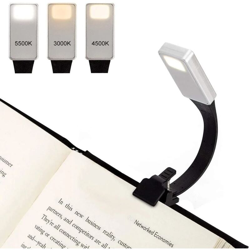 Lampe de Lecture Rechargeable, Lampe de Lecture led pour Lire au Lit, 3 Température de Couleur (Jaune, Blanche, Mixte)-l'intensité de Luminosité