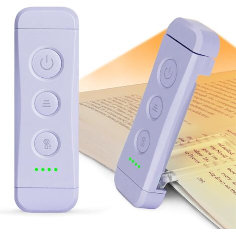 Lampe de Lecture Rechargeable, Lampe pour Lire Dans le Lit, 3 Couleurs X 5 Réglages de Luminosité, Compacte et Durable, Cadeau pour les Liseusurs Enfants (Pourpre) [Classe énergétique A]