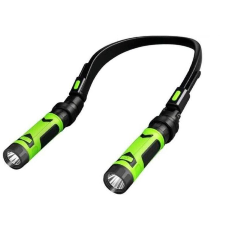 Lampe de lecture rechargeable pour le cou, lampe de chevet, 3 niveaux de luminosité, bras pliable – Vert