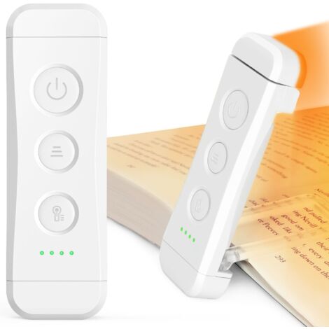 Lampe de lecture rechargeable USB, lampe de lecture LED portable à pince, idéale pour lire au lit - blanche