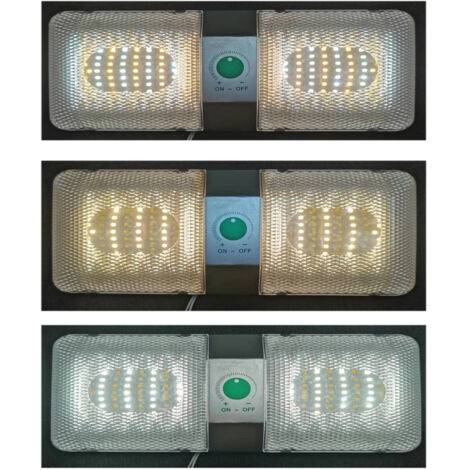 Lampe de lecture tricolore à intensité variable par simple pression pour camping-car, éclairage de cabine LED, plafonnier 12 V, éclairage marin/yacht (double éclairage, intensité variable par simple p