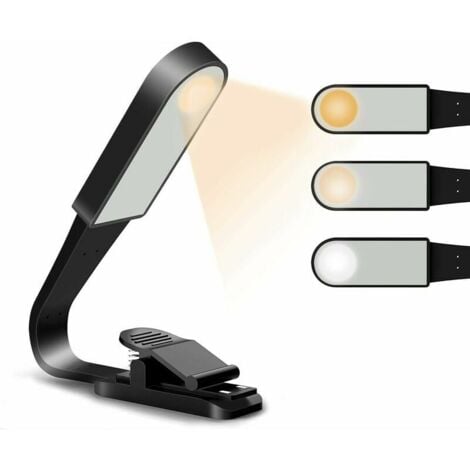 Lampe de lecture USB rechargeable avec 3 modes de luminosité et protection des yeux - Lampe à clip flexible pour lecture confortable