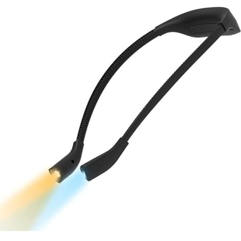 Lampe de lecture USB rechargeable, lampe de lecture 1000mAh pour la lecture au lit, lampes de cou mains libres, 3 couleurs, luminosité réglable, lecture, tricot, camping, course de nuit