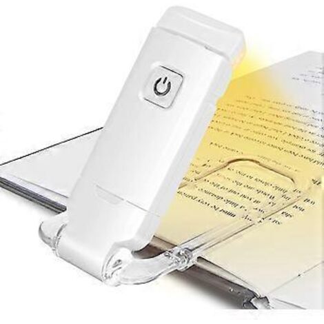 Lampe de lecture USB rechargeable LED avec pince, idéale pour lire au lit. 3 niveaux de luminosité réglables. Mini lampe à pince pliable.