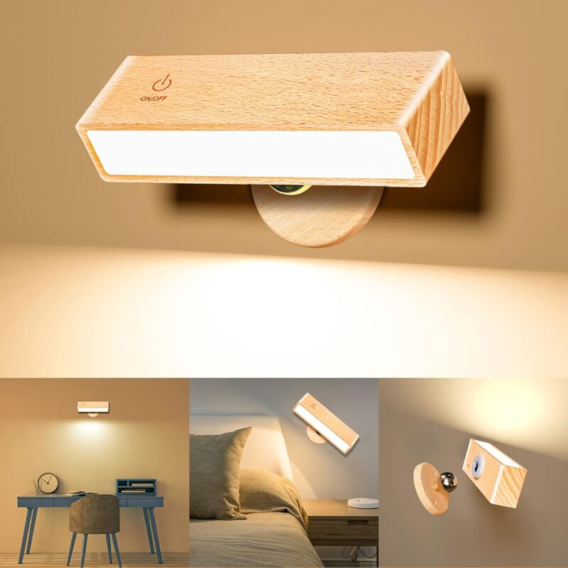 Lampe de Lecture,LED Applique Murale Chambre,Contrôle tactile luminosité réglable,boule magnétique 360°rotative,lampe led rechargeable Applicable à