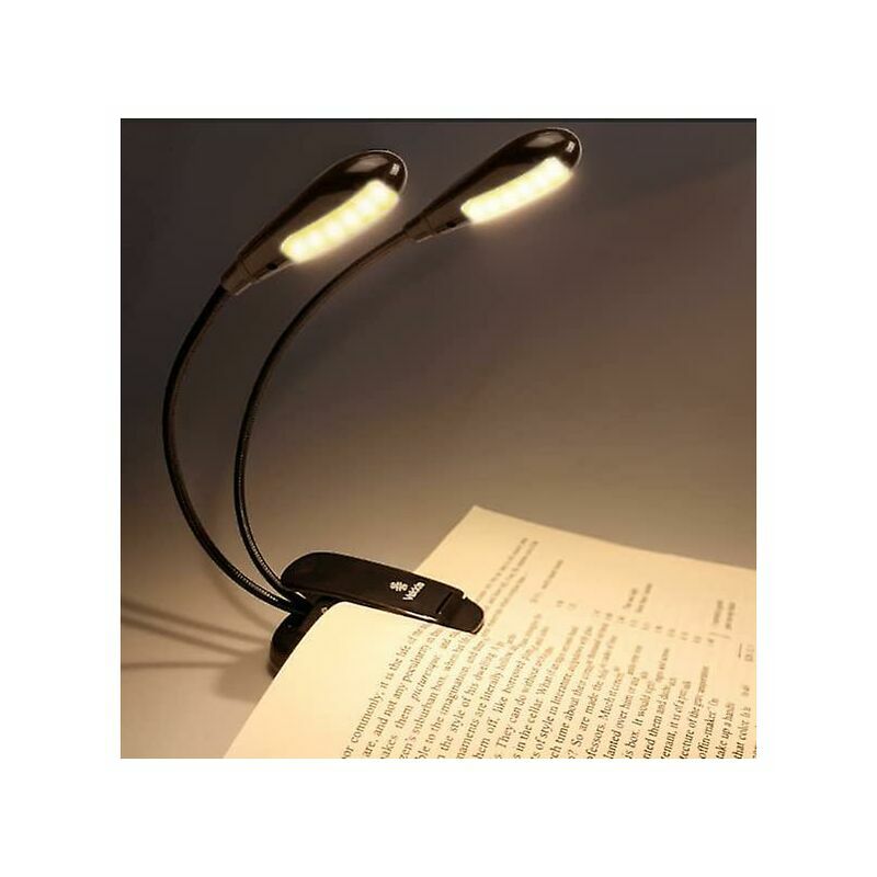 XVX - Lampe de lecture/pupitre de musique rechargeable à 12 led, lampe de lecture à clipser dans le lit, double protection des yeux