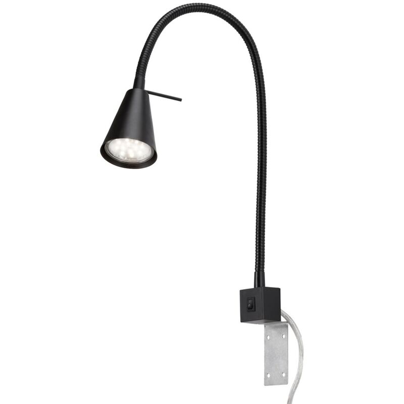 Lampe de lit led Briloner leuchten tuso, 5 w, 400 lm, IP20, noir, métal, incl., 1x GU10, Applique Bras flexible, 40,3 x 21,7 cm