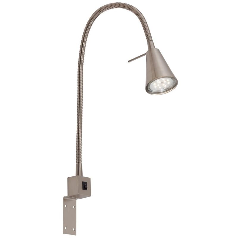 Lampe de lit led Briloner leuchten tuso, 5 w, 400 lm, IP20, nickel mat, métal, incl., 1x GU10, Applique Bras flexible, 40,3 x 21,7 cm
