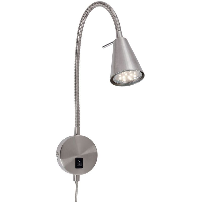 Lampe de lit led Briloner leuchten tusa, 5 w, 400 lm, IP20, nickel mat, métal, incl., 1x GU10, bras flexible, 45 x 8 x 20,5 cm