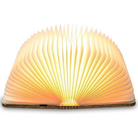 Lampe de livre LED en bois, idée cadeau de Noël, lampe de livre magnétique pliable, lampe en papier LED rechargeable par USB, lampe décorative avec batteries 2000 mAh
