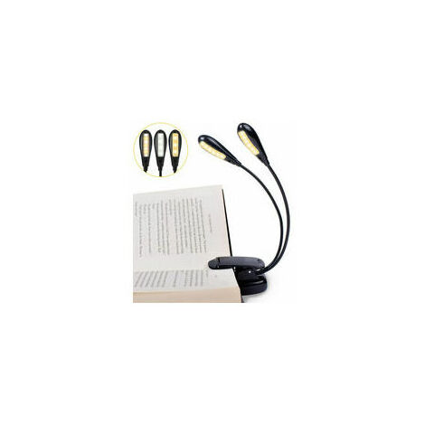 Lampe de livre rechargeable à 14 LED, lampe de lecture à clip sur lit, lampe de pupitre, 3 luminosité et 2 cols de cygne éclairent 2 pages complètes. Parfait pour les rat de bibliothèque, les enfants