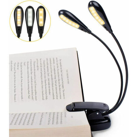 4 Perles LED 3 Modes d'éclairage Lampe de Lecture LED Rechargeable avec Bras Pliables Tricot Livre Lumière de Cou Bleu ORIA Lampe de Livre Main Libre Jogging pour Lecture Camping etc 