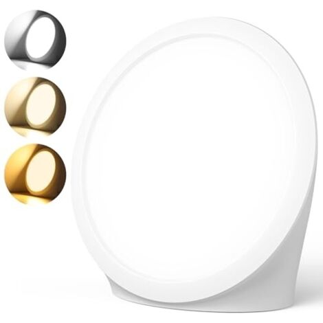 Lampe de Luminothérapie, 10000 Lux Photothérapie Lampe de du Jour avec 3 Couleurs de Lumière, 6 Minuteurs, 5 Intensités Lumineuses Réglable, Lampe Solaire Sans UV Fonction Pour Bureau Maison
