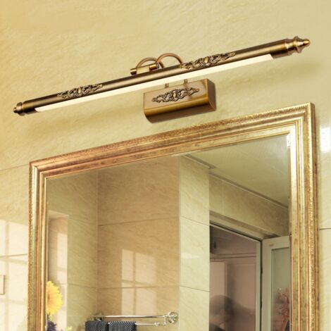 Lampe de maquillage de cuivre antique de phares de miroir rétro européen de phares de miroir européen de salle de bains lampe armoire miroir 8w/50cm, lumière blanche chaude