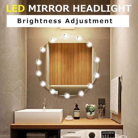 Lumière de Miroir, 10 Ampoules Hollywood Kit de Lumière LED Dimmable Lampe  pour Miroir Cosmétique Salle de Bain 3 Couleurs - Cdiscount Maison