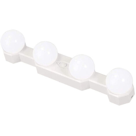 Lampe de maquillage portable sans fil à LED, style Hollywood, 4 ampoules, éclairage multifonction pour salle de bain (sans miroir)