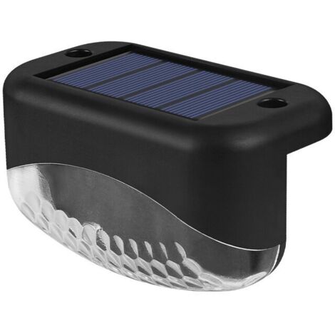 Lampe de Marche Solaire 1LED Étanche IP65, Lampe Garde-corps Extérieure Jardin, Lumière Blanche, Boîtier Noir