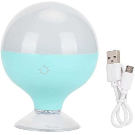 Lampe de miroir, ampoule de miroir de courtoisie LED de style hollywoodien à intensité variable avec ventouse de miroir de salle de bain, vanité rechargeable par USB (bleu)