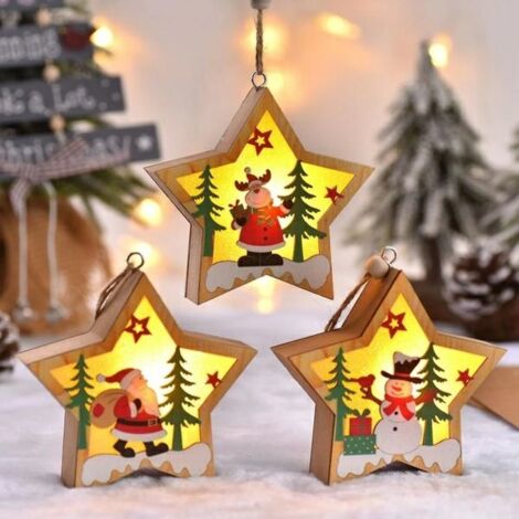 Lampe de Noël en bois Bonhomme de neige - Noël