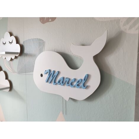 Lampe de nuit baleine à piles avec nom
