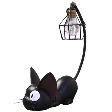 Lampe de nuit chat en résine miniature, décoration de table animée pour chambre d'étude.