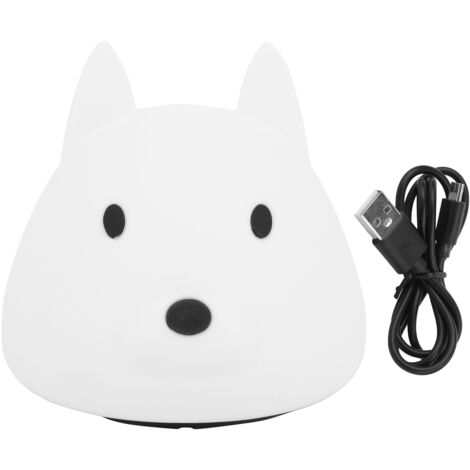 Lampe de nuit chien mignon en silicone à dégradé coloré pour chambre
