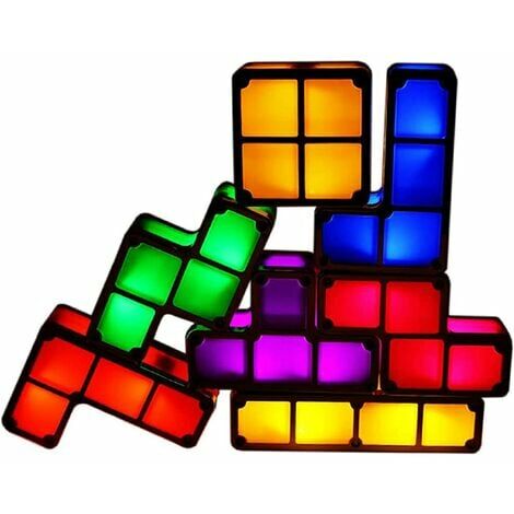 Lampe de nuit empilable pour enfants, LED empilable 7 couleurs, puzzles 3D, lampe de bureau à verrouillage par induction, blocs de tangram pght bricolage, lampe de puzzles pour enfants, chambre à couc